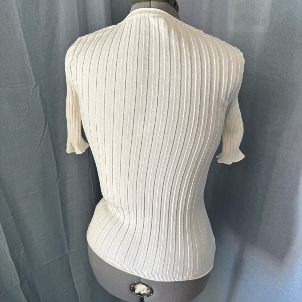 Sundance Cream Ribbed Button-Front Blouse - Picture 3 of 4
